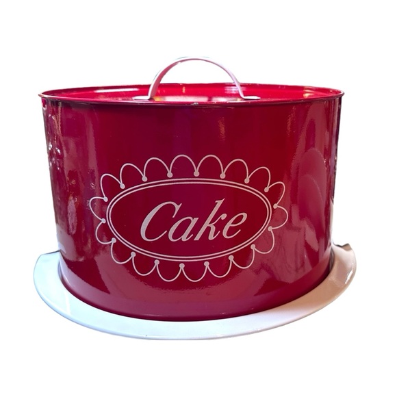 Bakery Red & White Metal Cake Saver with Dome - Picture 9 of 10